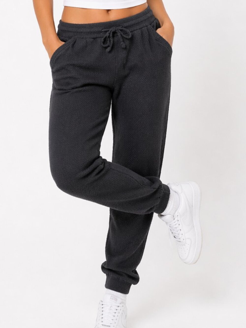 TOMMY JOHN High Rise Sweater Lounge Jogger Pants Black Small